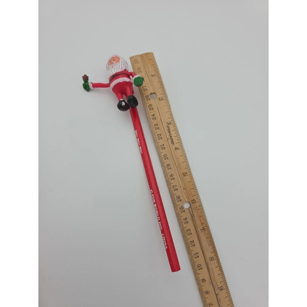 Vintage Fun World Christmas Santa Claus Bendy Pencil Topper & Pencil UNUSED HoHo